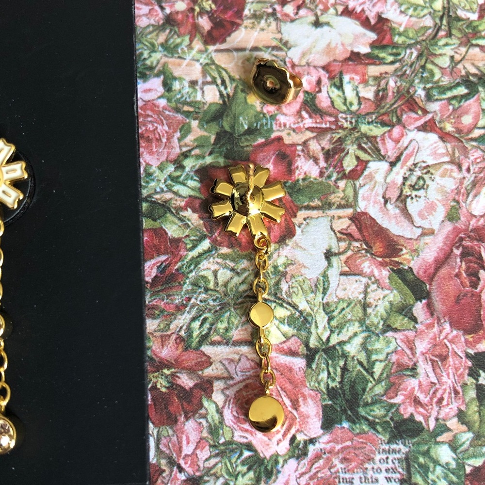 Authentic New with tag COACH Gold Sunburst Drop Earrings with Crystal - Picture 5 of 11